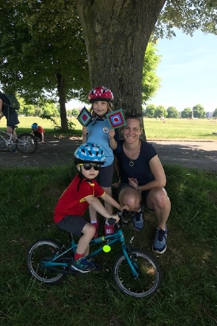 family cycling on Ladies Mile day